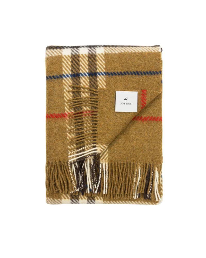 Lanerossi Rossi Check plaid in pura lana Consegna Veloce