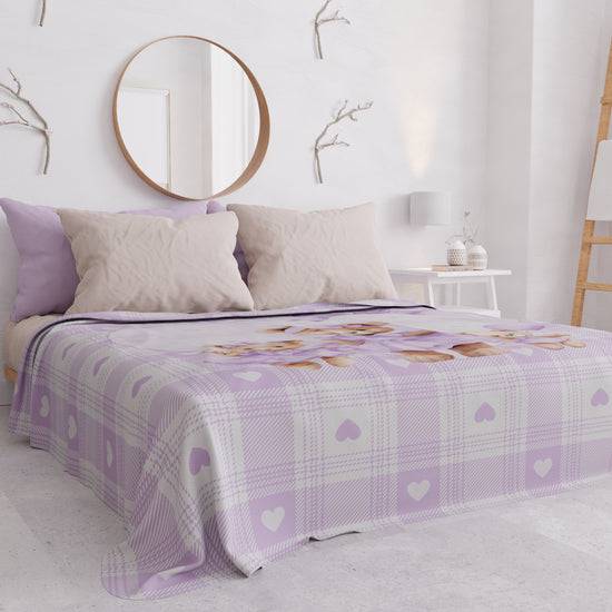 PETTI Copriletto Estivo, Coperta Leggera, Lenzuola Copriletto Teddy Love Lilla Presa