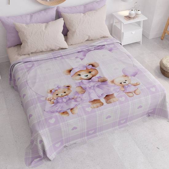 PETTI Copriletto Estivo, Coperta Leggera, Lenzuola Copriletto Teddy Love Lilla Presa