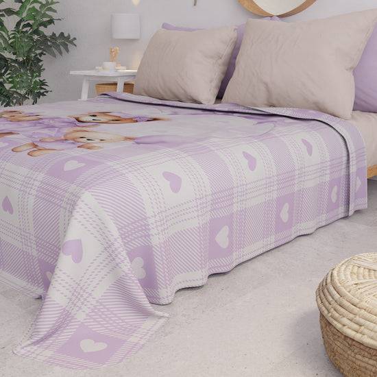 PETTI Copriletto Estivo, Coperta Leggera, Lenzuola Copriletto Teddy Love Lilla Presa