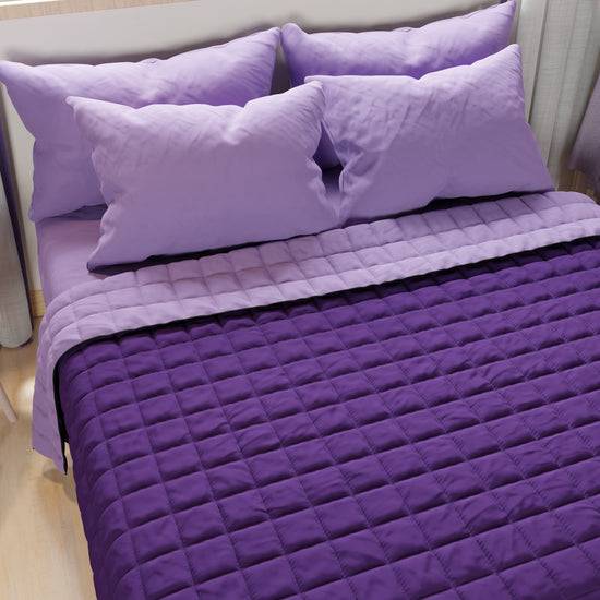 PETTI Trapuntino Copriletto Primaverile Autunnale Double Face Lilla Viola Ritorno libero