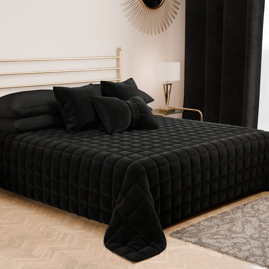 PETTI Trapuntino Copriletto Primaverile Autunnale in Velluto Double Face Nero Super sconto