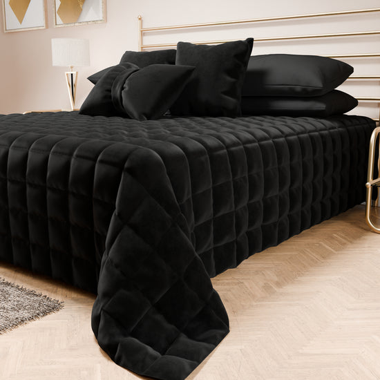 PETTI Trapuntino Copriletto Primaverile Autunnale in Velluto Double Face Nero Super sconto