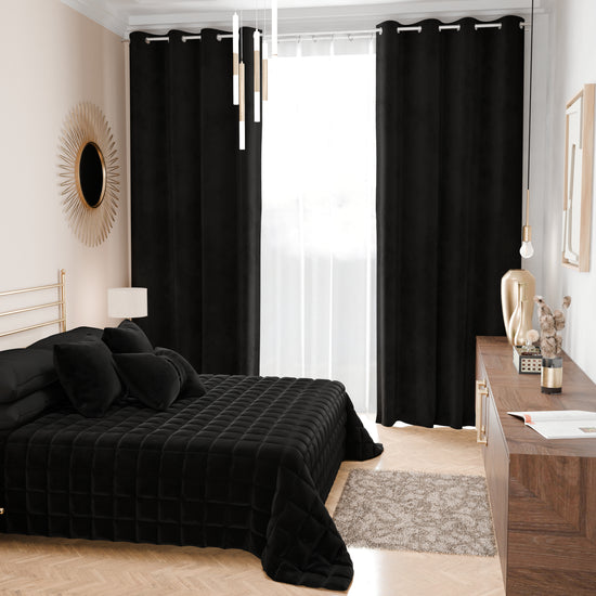 PETTI Trapuntino Copriletto Primaverile Autunnale in Velluto Double Face Nero Super sconto