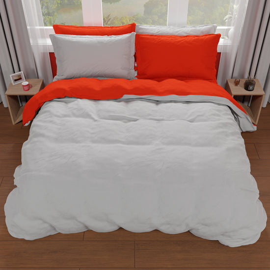 PETTI Copripiumino Microfibra Bicolor Rosso-Grigio Chiaro Matrimoniale Outlet