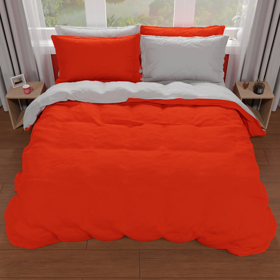 PETTI Copripiumino Microfibra Bicolor Rosso-Grigio Chiaro Matrimoniale Outlet