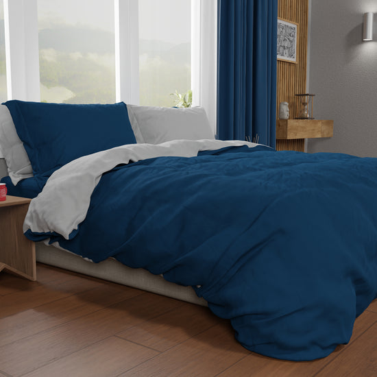 PETTI Copripiumino Matrimoniale, Sacco Copripiumino e Federe, Grigio Chiaro/Blu Notte Negozio