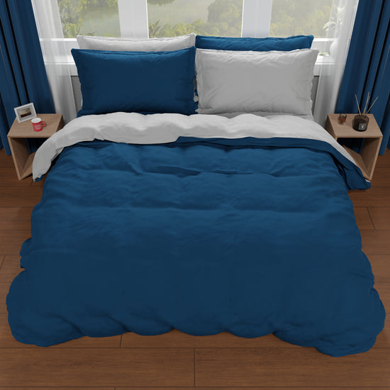 PETTI Copripiumino Matrimoniale, Sacco Copripiumino e Federe, Grigio Chiaro/Blu Notte Negozio