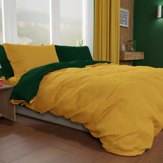 PETTI Copripiumino Matrimoniale, Sacco Copripiumino e Federe, Verde Smeraldo/Giallo 2025