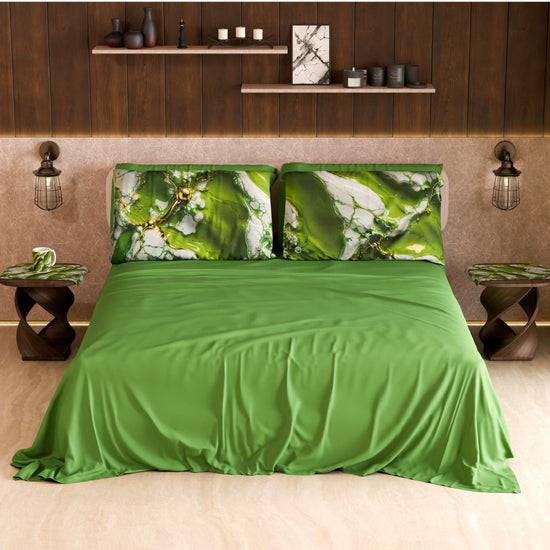 PETTI Lenzuolo Copriletto e Federe Eleganti Effetto Marmo Verde - PISTACHIUS Spedizione Gratuita