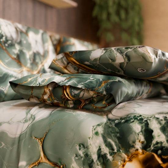 PETTI Lenzuolo Copriletto e Federe Eleganti Effetto Marmo Salvia - SALVOR Acquista Ora