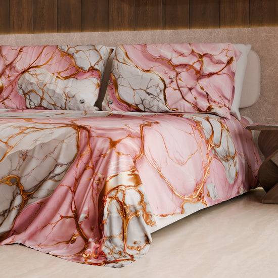 PETTI Lenzuolo Copriletto e Federe Eleganti Effetto Marmo Rosa - PINKERELLE Convenienza