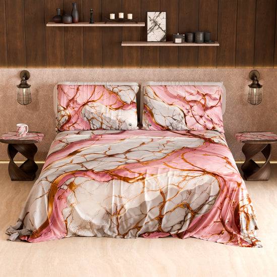 PETTI Lenzuolo Copriletto e Federe Eleganti Effetto Marmo Rosa - PINKERELLE Convenienza