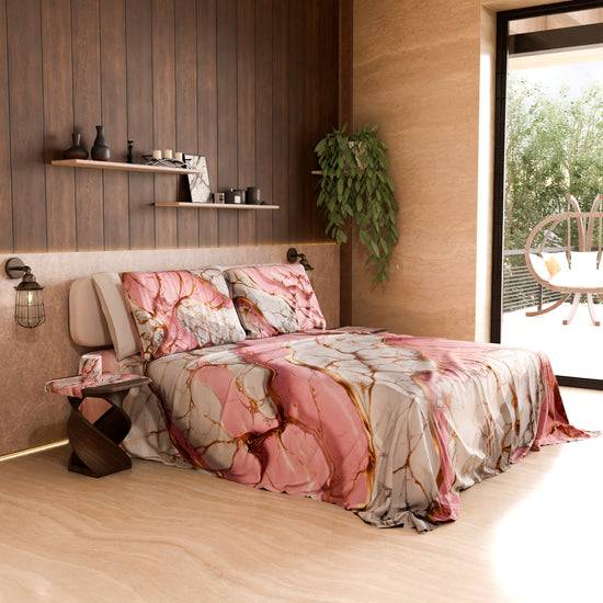 PETTI Lenzuolo Copriletto e Federe Eleganti Effetto Marmo Rosa - PINKERELLE Convenienza
