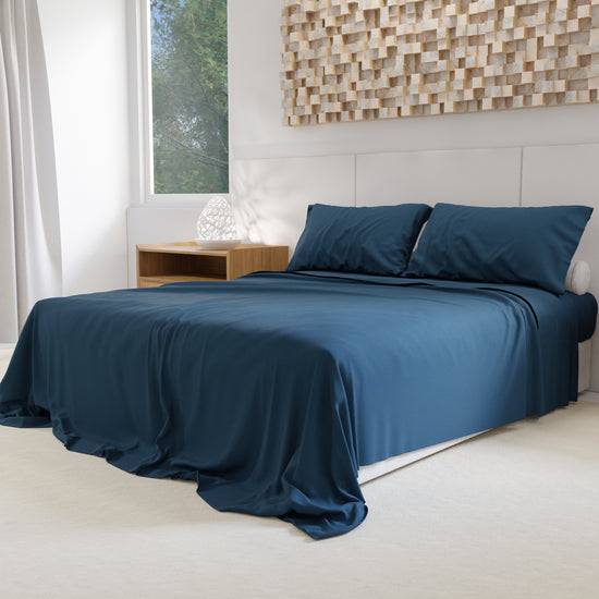 PETTI Lenzuola Percalle, Lenzuola Matrimoniali Cotone Blu Marino Offerte