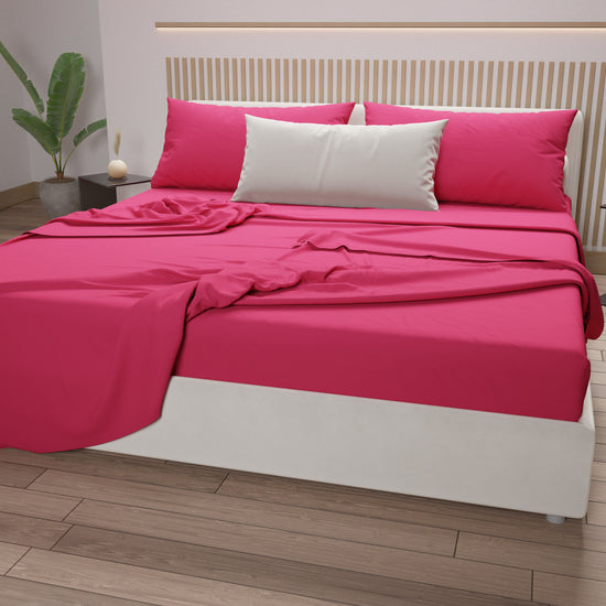 PETTI Lenzuola Matrimoniali, Singole, Una Piazza e Mezza, 100% Cotone, Fucsia Presa