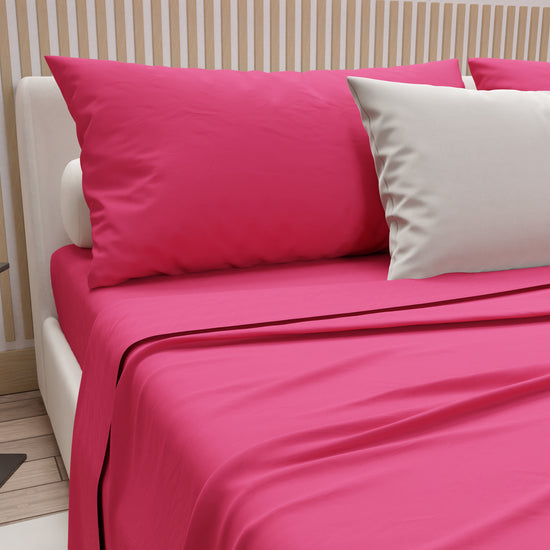 PETTI Lenzuola Matrimoniali, Singole, Una Piazza e Mezza, 100% Cotone, Fucsia Presa