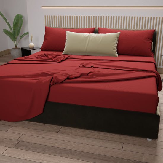 PETTI Lenzuola Matrimoniali, Singole, Una Piazza e Mezza, 100% Cotone, Rosso Offerta
