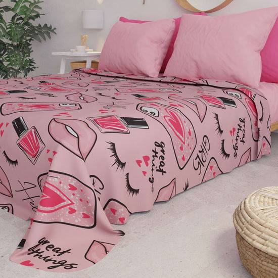 PETTI Copriletto Estivo, Coperta Leggera, Lenzuola Copriletto Lipstick Rosa Vendita Calda