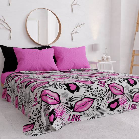 PETTI Copriletto Estivo, Coperta Leggera, Lenzuola Copriletto Lipstick Bianco Vendita Economica