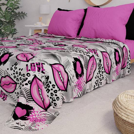 PETTI Copriletto Estivo, Coperta Leggera, Lenzuola Copriletto Lipstick Bianco Vendita Economica