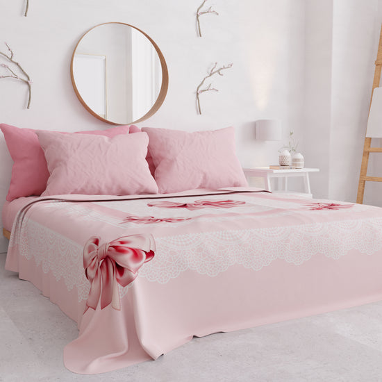 PETTI Copriletto Estivo, Coperta Leggera, Lenzuola Copriletto, Fiocco Rosa Negozio