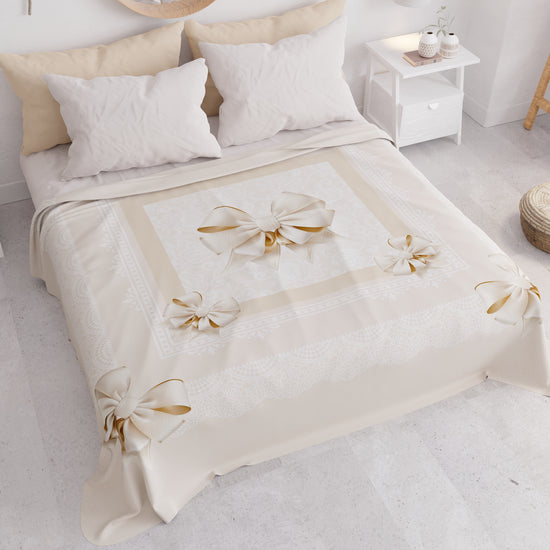 PETTI Copriletto Estivo, Coperta Leggera, Lenzuola Copriletto, Fiocco Beige In Saldo