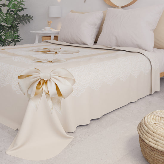 PETTI Copriletto Estivo, Coperta Leggera, Lenzuola Copriletto, Fiocco Beige In Saldo