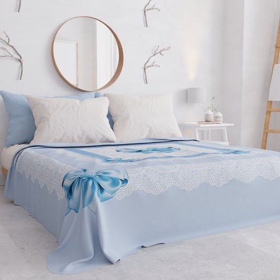 PETTI Copriletto Estivo, Coperta Leggera, Lenzuola Copriletto, Fiocco Celeste Nuova