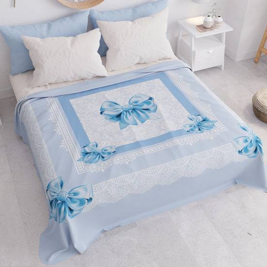 PETTI Copriletto Estivo, Coperta Leggera, Lenzuola Copriletto, Fiocco Celeste Nuova