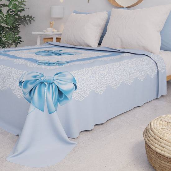 PETTI Copriletto Estivo, Coperta Leggera, Lenzuola Copriletto, Fiocco Celeste Nuova
