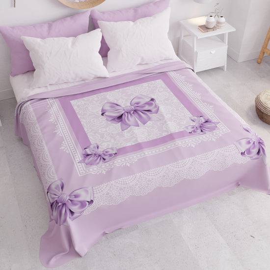 PETTI Copriletto Estivo, Coperta Leggera, Lenzuola Copriletto, Fiocco Lilla Moda