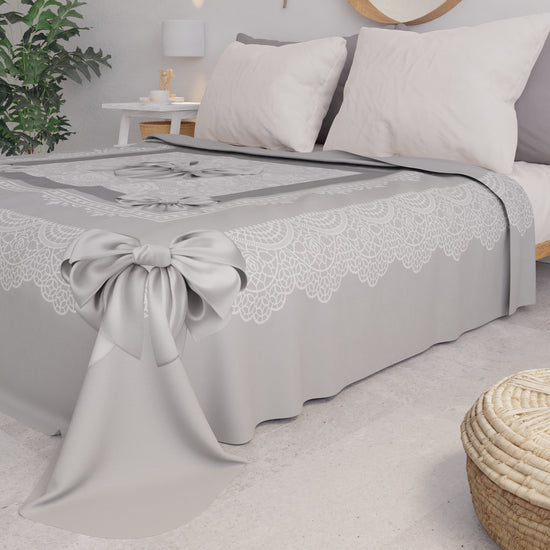 PETTI Copriletto Estivo, Coperta Leggera, Lenzuola Copriletto, Fiocco Grigio 2025