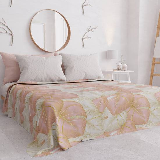 PETTI Copriletto Estivo, Coperta Leggera, Lenzuola Copriletto, Tropical Cipria e Oro Italia