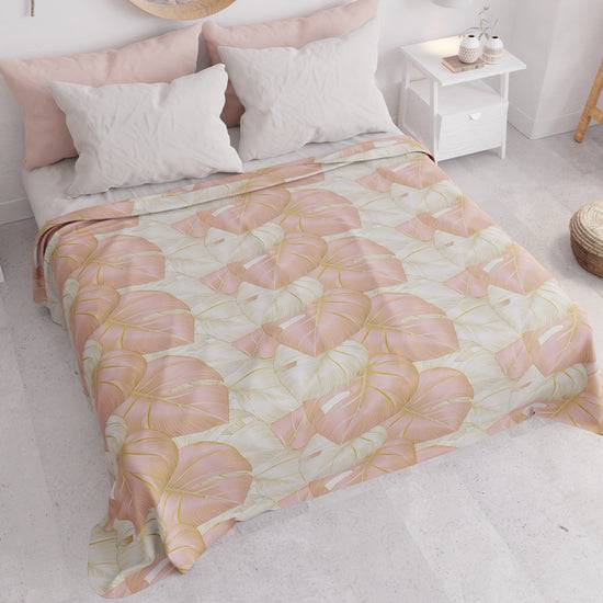 PETTI Copriletto Estivo, Coperta Leggera, Lenzuola Copriletto, Tropical Cipria e Oro Italia
