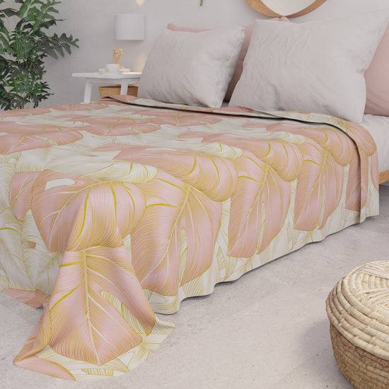 PETTI Copriletto Estivo, Coperta Leggera, Lenzuola Copriletto, Tropical Cipria e Oro Italia