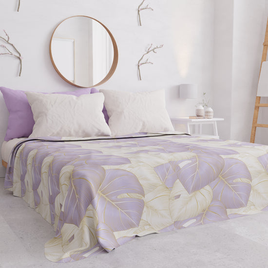 PETTI Copriletto Estivo, Coperta Leggera, Lenzuola Copriletto, Tropical Lilla e Oro 2025