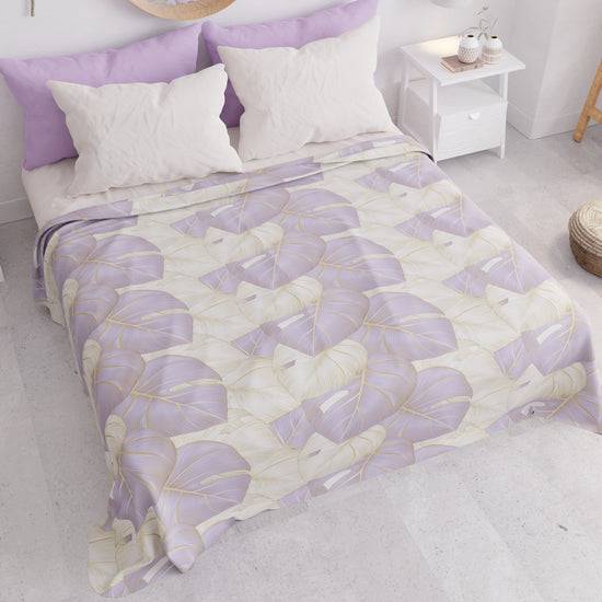 PETTI Copriletto Estivo, Coperta Leggera, Lenzuola Copriletto, Tropical Lilla e Oro 2025