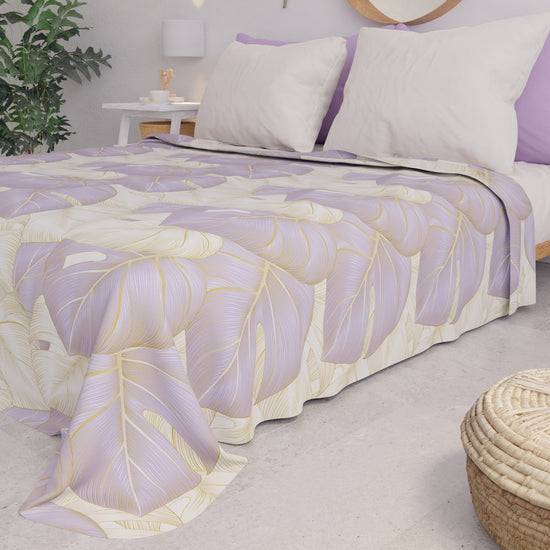 PETTI Copriletto Estivo, Coperta Leggera, Lenzuola Copriletto, Tropical Lilla e Oro 2025