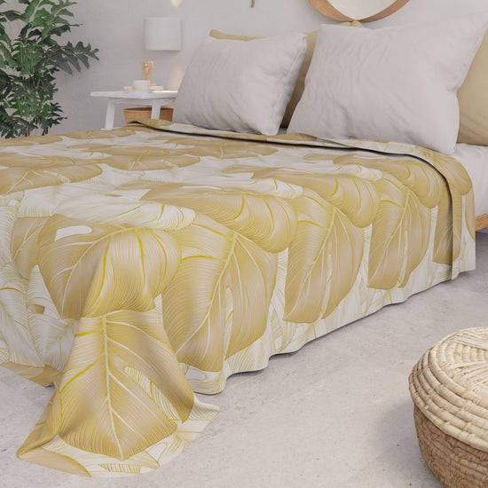 PETTI Copriletto Estivo, Coperta Leggera, Lenzuola Copriletto, Tropical Tortora e Oro In Linea