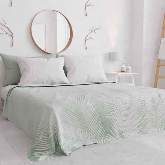 PETTI Copriletto Estivo, Coperta Leggera, Lenzuola Copriletto, Foglia Salvia Nuovo