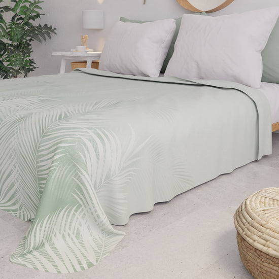 PETTI Copriletto Estivo, Coperta Leggera, Lenzuola Copriletto, Foglia Salvia Nuovo
