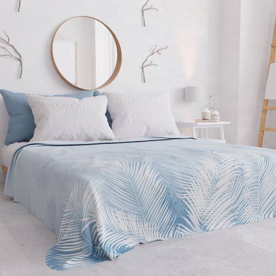 PETTI Copriletto Estivo, Coperta Leggera, Lenzuola Copriletto, Foglia Celeste Vendita
