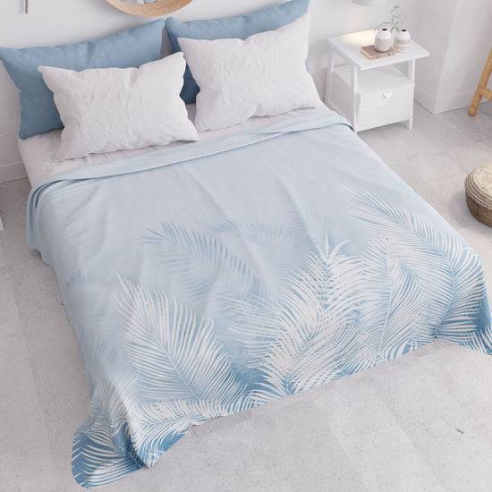 PETTI Copriletto Estivo, Coperta Leggera, Lenzuola Copriletto, Foglia Celeste Vendita