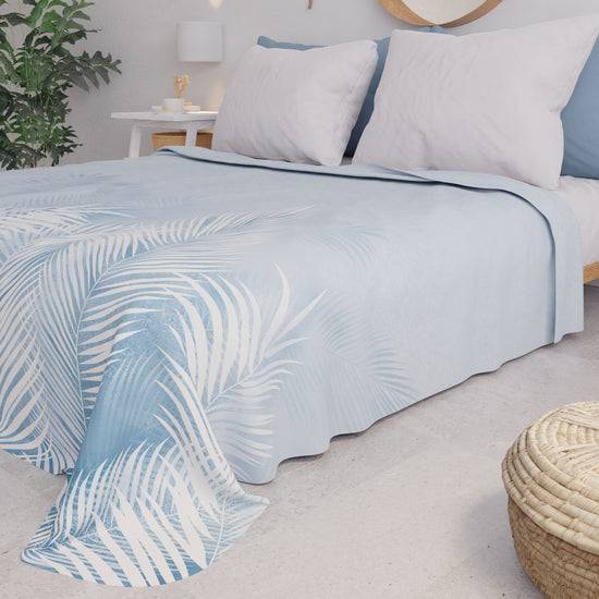 PETTI Copriletto Estivo, Coperta Leggera, Lenzuola Copriletto, Foglia Celeste Vendita