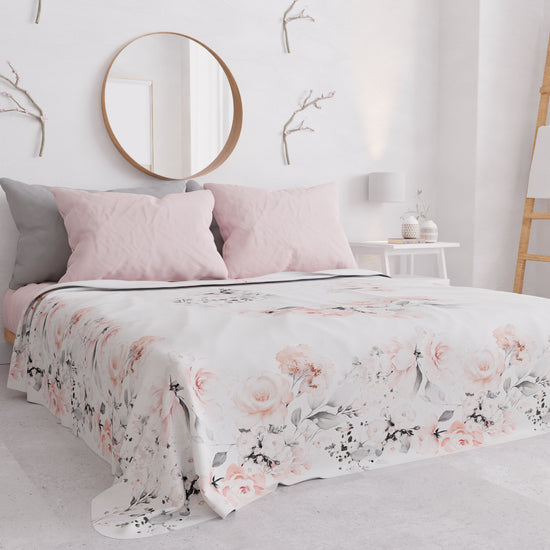 PETTI Copriletto Estivo, Coperta Leggera, Lenzuola Copriletto, Floreale Grigio Pezzi Unici