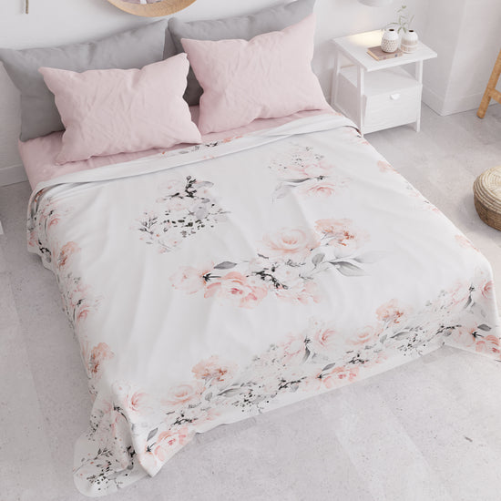 PETTI Copriletto Estivo, Coperta Leggera, Lenzuola Copriletto, Floreale Grigio Pezzi Unici