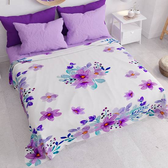 PETTI Copriletto Estivo, Coperta Leggera, Lenzuola Copriletto, Floreale Viola Flash Sale