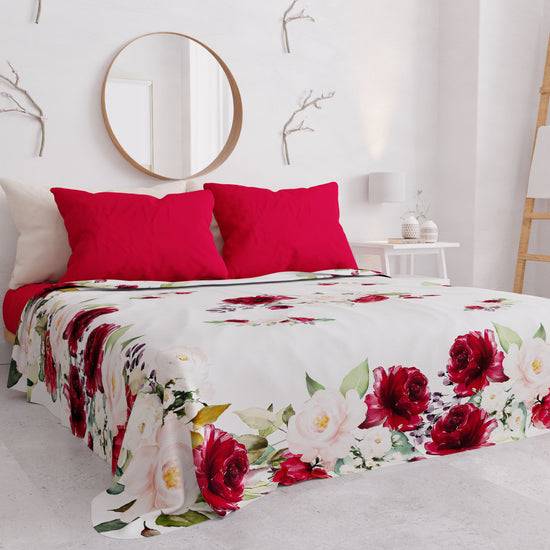 PETTI Copriletto Estivo, Coperta Leggera, Lenzuola Copriletto, Floreale Bordeaux Qualità Garantita
