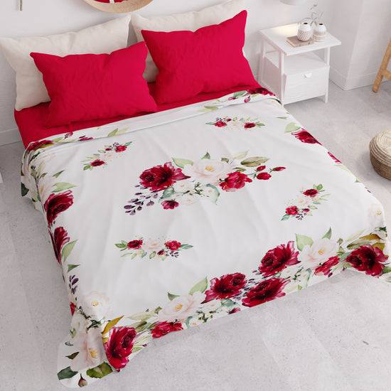 PETTI Copriletto Estivo, Coperta Leggera, Lenzuola Copriletto, Floreale Bordeaux Qualità Garantita